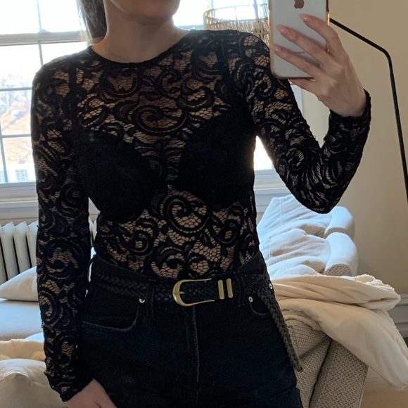 Missguided Black Lace Bodysuit Small - Picture 4 of 5